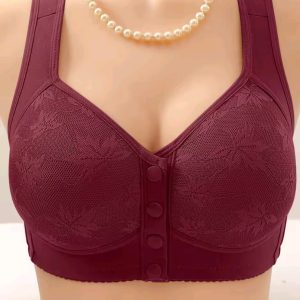 New Wireless Vest-Style Plus Size Sports Bra for Elderly Women Front Closure Wide Straps Solid Pattern Logo Cup Cross-Border