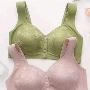 2pice New Wireless Vest-Style Plus Size Sports Bra for Elderly Women Front Closure Wide Straps Solid Pattern Logo Cup Cross-Border